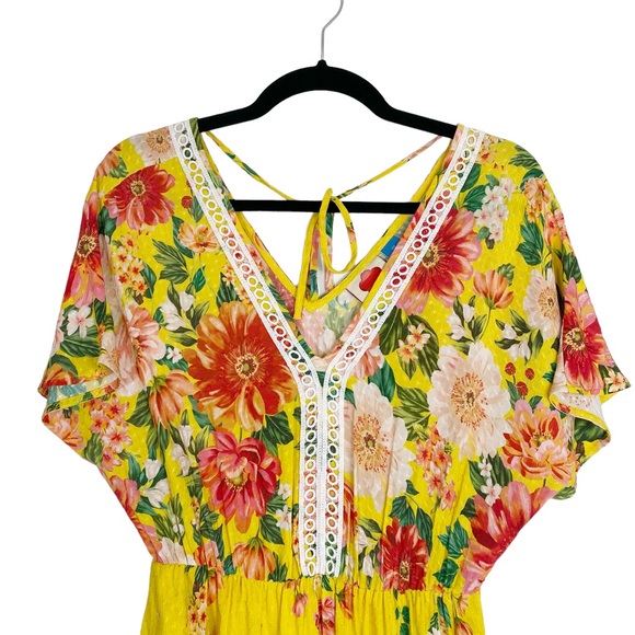 FARM RIO Floral Flutter Sleeve Faux Wrap V Neck Samara Maxi Dress SOLD - Picture 5 of 15